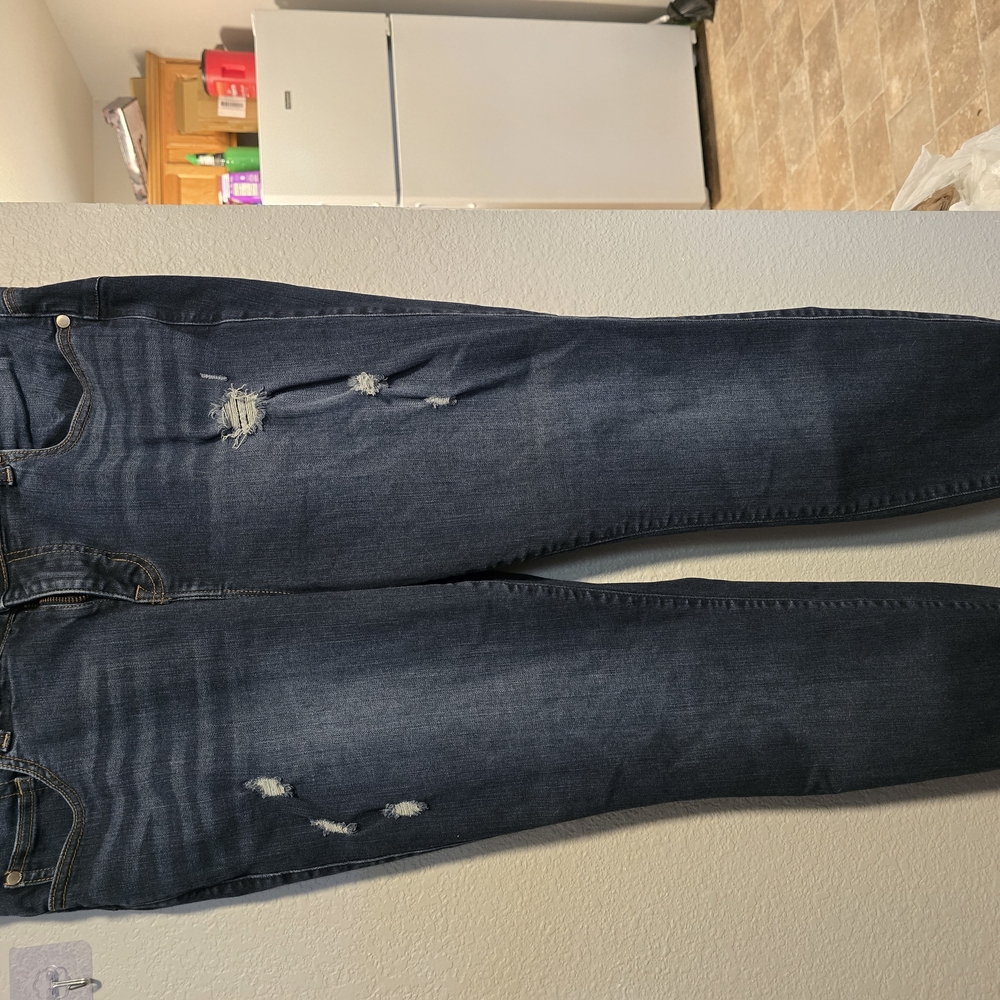 Torrid Blue Skinny Jeans Distressed Denim